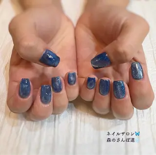 ネイル ショートネイル 森のさんぽ道のネイルデザイン