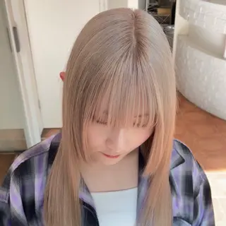 ロング カラー ブリーチなしピンク 赤井龍斗のヘアスタイル