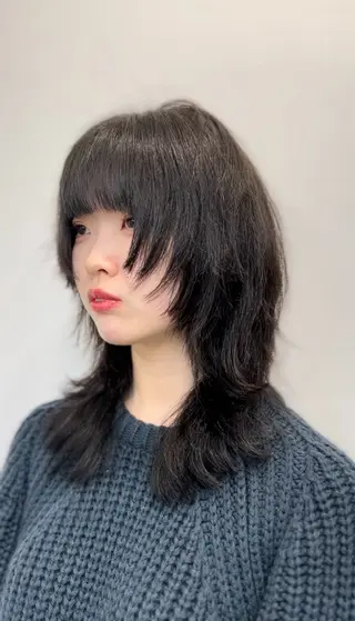 ミディアム 心斎橋l大人韓国ヘア レイヤー×艶カラーのヘアスタイル
