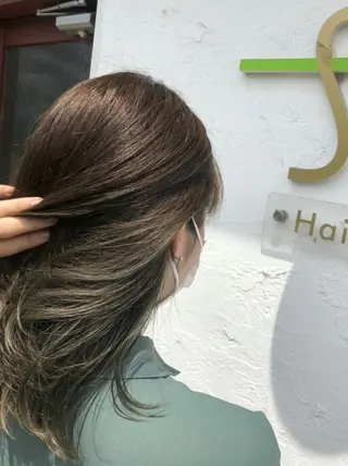 ミディアム カラー 酸性ストレート/ブリ ーチなしWカラー河本のヘアスタイル
