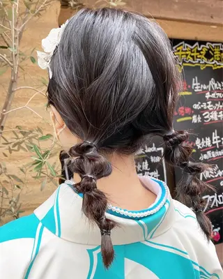 ロング ヘアアレンジ Aya　ブリーチなし 🌱　ダブルカラーのヘアスタイル
