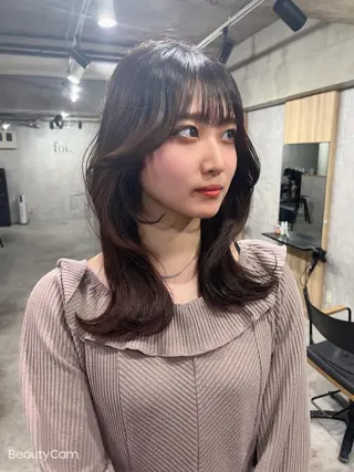 ロング カラー パーマ ヘアアレンジ メンズ キッズ ネイル マツエク・マツパ アイブロウ レイヤー／顔周り 韓国ヘア森田和貴のヘアスタイル