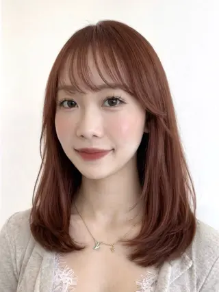 セミロング カラー ヘアアレンジ 顔周りカット×透明感 カラー💫AINAのヘアスタイル