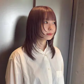 セミロング カラー 柔め透明感血色カラー 暖色/レイヤー/ゆいのヘアスタイル