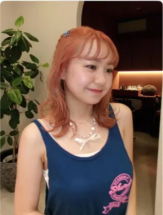 セミロング カラー パーマ 高桑 みひののヘアスタイル