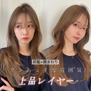 ミディアム カラー レイヤー×顔周 り×髪質改善/MIUのヘアスタイル