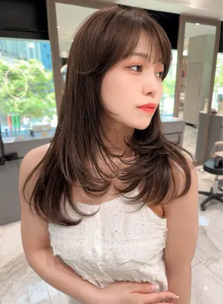 ミディアム カラー 木屋元一/透明感 /前髪/ショートボブのヘアスタイル