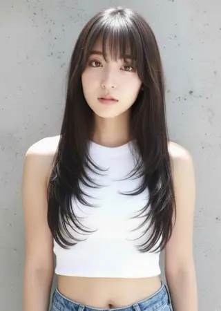 ロング ヘアサロンM新宿 カットカラーブリーチのヘアスタイル