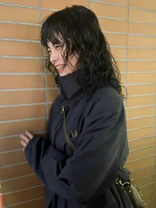 ミディアム パーマ 田中 里奈のヘアスタイル