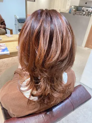 セミロング カラー ヘアアレンジ レイヤー×ヘッドスパ *保田遥*のヘアスタイル
