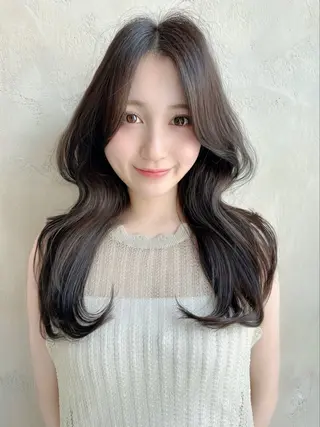 ロング カラー パーマ 新宿✨顔周りカット 韓国ヘア/坂本亜裟海のヘアスタイル