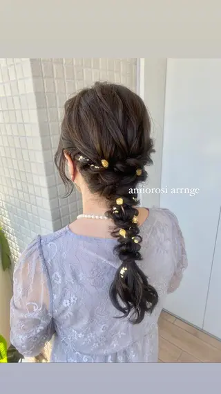 ヘアアレンジ 透けるベージュ/ 艶カラー♡のヘアスタイル