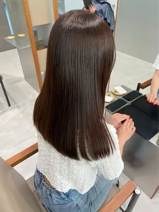 セミロング カラー 顔まわりカット/透け カラー/Memi🎀のヘアスタイル