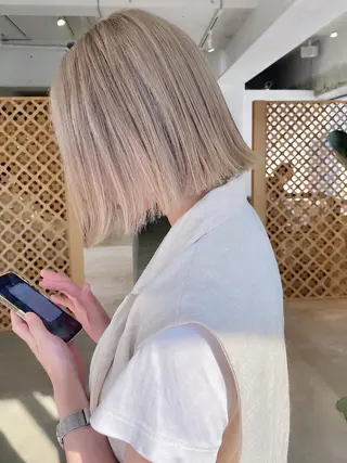 ミディアム カラー パーマ ヘアアレンジ メンズ ハイトーン/レイヤー 🌸さくらのヘアスタイル