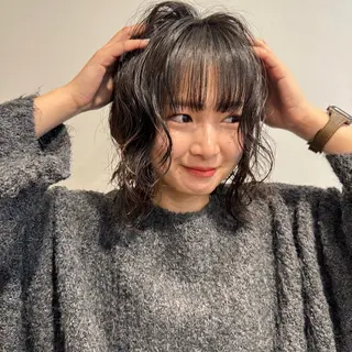 ミディアム パーマ パーマモデル募集中 渥美翔人のヘアスタイル