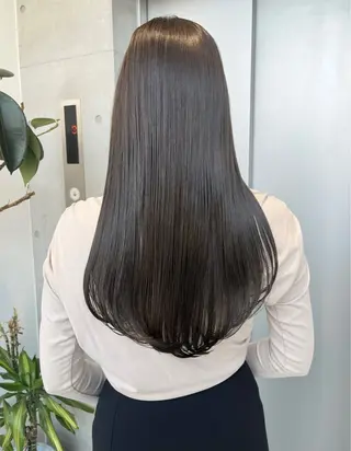 セミロング カラー パーマ ヘアアレンジ 透明感/オリーブ/ グレージュ/YUKAのヘアスタイル