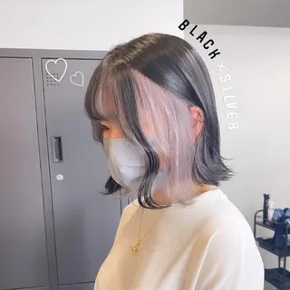 ミディアム maco 艶感ハイトーン🦋のヘアスタイル