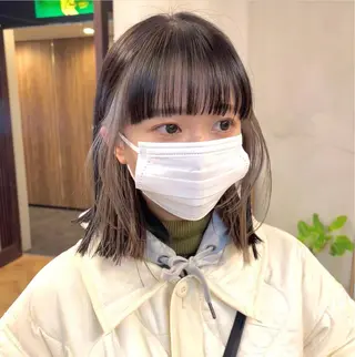 ミディアム カラー パーマ ヘアアレンジ メンズ キッズ ネイル マツエク・マツパ アイブロウ 前川 朋香のヘアスタイル