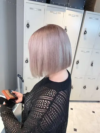 ミディアム ブリーチ✖️ 縮毛LANDのヘアスタイル