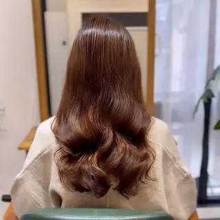 セミロング 福岡人気No1🎀 コテ巻き風パーマ専門のヘアスタイル