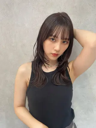 ミディアム 🫧小顔顔周りカット レイヤー/縮毛/白倉のヘアスタイル