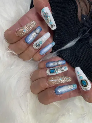 ロング カラー ヘアアレンジ キッズ ネイル マツエク・マツパ 福田 加奈のネイルデザイン