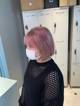 ミディアム ブリーチ✖️ 縮毛LANDのヘアスタイル