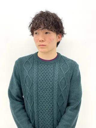 パーマ メンズ スパイキーパーマ 柏NO1 藤本葉のヘアスタイル