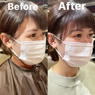 ミディアム ショート/脱白髪染め ☆宇﨑悠実のヘアスタイル