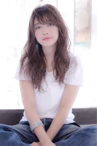 ミディアム セミロング ロング カラー パーマ Chlom🌿Top Stylist沖田のヘアスタイル