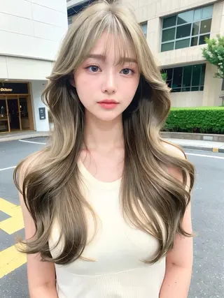 セミロング カラー 💗髪質改善💗艶髪 韓国ヘア💗こころのヘアスタイル