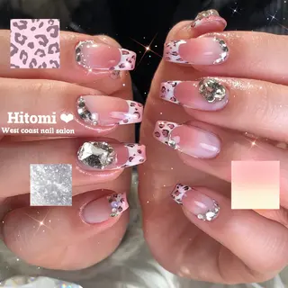 ネイル リボン、ガーリー パーツ放題専門店のネイルデザイン