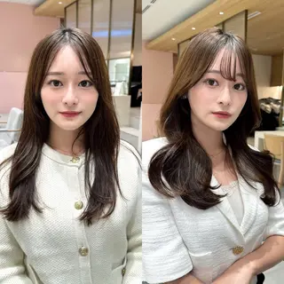 ロング カラー ヘアアレンジ 🤎小顔レイヤー /ベージュ🤎友香のヘアスタイル