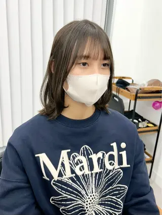 ミディアム カラー パーマ ヘアアレンジ メンズ キッズ レイヤーカット 🌿透け感カラーのヘアスタイル