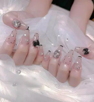 ロング カラー 波 なみのネイルデザイン