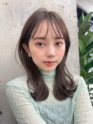 ミディアム カラー ヘアアレンジ 【柔らか透明感✨/ 似合せ前髪】大石葉月のヘアスタイル