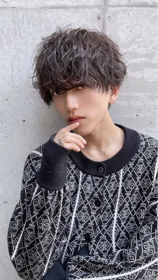 ミディアム カラー パーマ ヘアアレンジ メンズ メンズ特化酒井翔太 /メンズカット/名駅のヘアスタイル