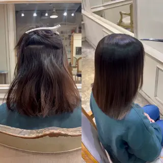 ミディアム 美髪矯正 透明感 カラー⭐️ユウキのヘアスタイル