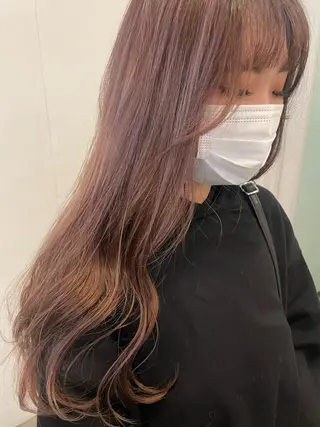 ロング カラー レイヤー べージュ 白石研太のヘアスタイル