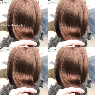 セミロング カラー ハイトーン×レイヤー カットTAKUMIのヘアスタイル