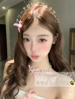 ロング カラー 透明感カラー✨🩵 韓国ヘアkanatoのヘアスタイル