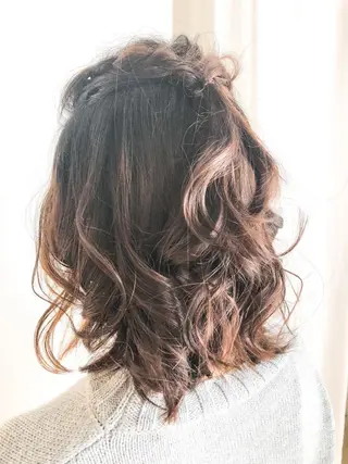 ミディアム カラー ヘアアレンジ レイヤー×ヘッドスパ *保田遥*のヘアスタイル