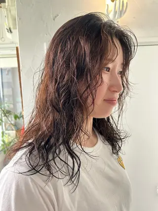 セミロング パーマ maho/垢抜け カラーパーマメイクのヘアスタイル