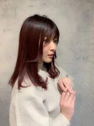 セミロング 中川歩　髪質改善 ツヤカラー【横浜】のヘアスタイル