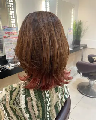 ミディアム カラー ヘアアレンジ リリー /Men's/パーマのヘアスタイル