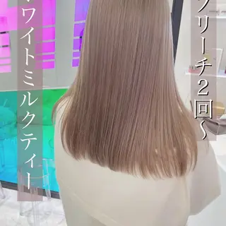 ミディアム カラー ヘアアレンジ ネイル マツエク・マツパ ベージュグレージュ 💕しゅーじ💕のヘアスタイル