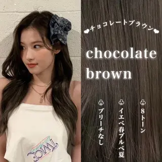 ロング カラー 韓国風艶髪🎀 暖色カラー🤍のヘアスタイル