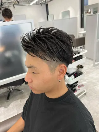 ショート カラー メンズ 関西センターパート メンズモデル募集のヘアスタイル