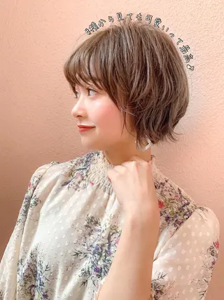 ショート カラー パーマ 大人かわいい💍🤍 ボブ/ショートボブのヘアスタイル