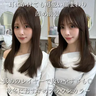 セミロング カラー 似合わせレイヤー/ 透明感カラーのヘアスタイル